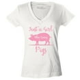 thumbnail image 1 of Shop4Ever Women's Just A Girl Who Loves Pigs Slim Fit V-Neck T-Shirt XX-Large White, 1 of 5