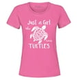 thumbnail image 1 of Shop4Ever Women's Just A Girl Who Loves Turtles Graphic T-Shirt Small Azalea Pink, 1 of 5