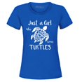 thumbnail image 1 of Shop4Ever Women's Just A Girl Who Loves Turtles Graphic T-Shirt Small Royal Blue, 1 of 5
