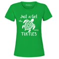 thumbnail image 1 of Shop4Ever Women's Just A Girl Who Loves Turtles Graphic T-Shirt X-Large Irish Green, 1 of 5