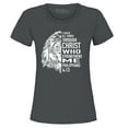 thumbnail image 1 of Shop4Ever Women's Lion Verse I Can Do All Things Through Christ Graphic T-Shirt XXX-Large Charcoal, 1 of 5