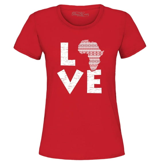Shop4Ever Women's Love Africa Graphic T-Shirt Small Red