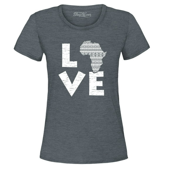Shop4Ever Women's Love Africa Graphic T-Shirt XX-Large Dark Heather