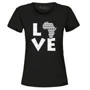 Shop4Ever Women Love Africa Graphic T-Shirt -Large Black