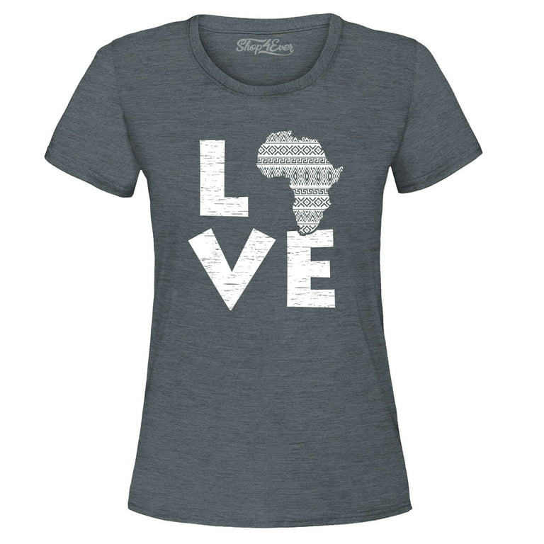 Shop4Ever Women's Love Africa Graphic T-Shirt XXX-Large Dark Heather 