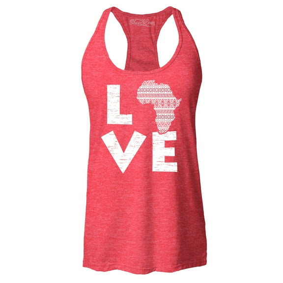 Shop4Ever Women's Love Africa Racerback Tank Top X-Small Red