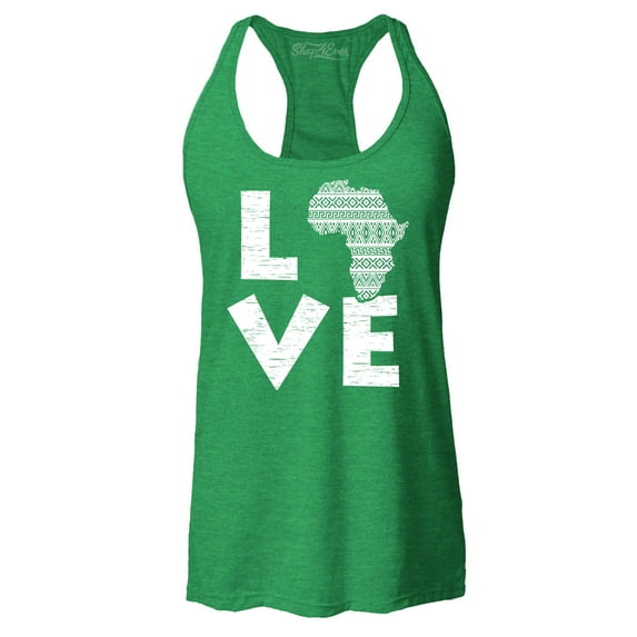Shop4Ever Women's Love Africa Racerback Tank Top XX-Large Kelly Green