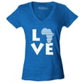 thumbnail image 1 of Shop4Ever Women's Love Africa Slim Fit V-Neck T-Shirt Large Heather Royal Blue, 1 of 5