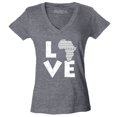 thumbnail image 1 of Shop4Ever Women's Love Africa Slim Fit V-Neck T-Shirt Medium Heather Charcoal, 1 of 5