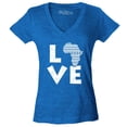 thumbnail image 1 of Shop4Ever Women's Love Africa Slim Fit V-Neck T-Shirt X-Small Heather Royal Blue, 1 of 5