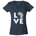 thumbnail image 1 of Shop4Ever Women's Love Africa Slim Fit V-Neck T-Shirt XX-Large Charcoal, 1 of 5