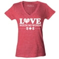 thumbnail image 1 of Shop4Ever Women's Love Needs No Words Autism Awareness Slim Fit V-Neck T-Shirt Large Heather Red, 1 of 5