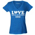 thumbnail image 1 of Shop4Ever Women's Love Needs No Words Autism Awareness Slim Fit V-Neck T-Shirt X-Large Heather Royal Blue, 1 of 5