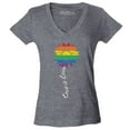 thumbnail image 1 of Shop4Ever Women's Love is Love Rainbow Flower Gay LGBTQ Pride Slim Fit V-Neck T-Shirt Small Heather Charcoal, 1 of 5
