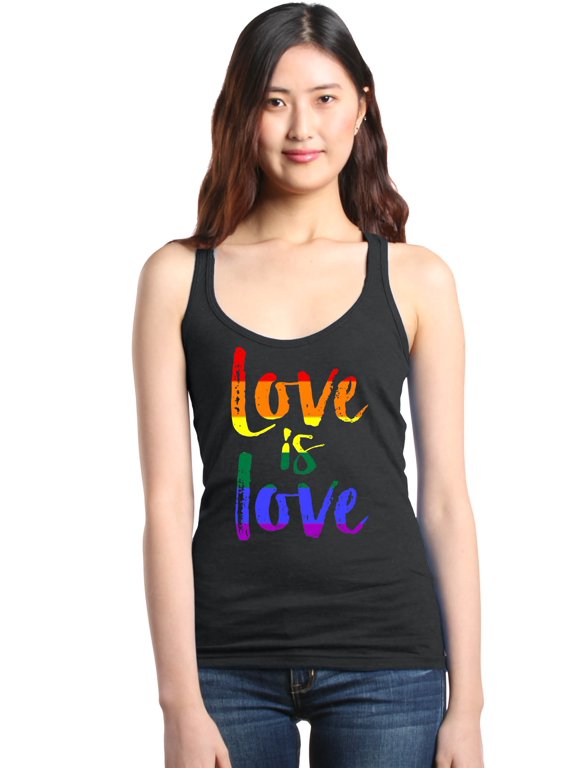 Women's Love is Love Rainbow Gay Pride Racerback Tank Top Medium Black