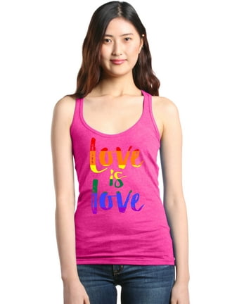 Women's Pride Tank Top - LGBT Ally Embroidered Heart Sleeveless Tee