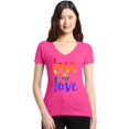 thumbnail image 1 of Shop4Ever Women's Love is Love Rainbow Gay Pride Slim Fit V-Neck T-Shirt Medium Pink, 1 of 5