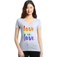 thumbnail image 1 of Shop4Ever Women's Love is Love Rainbow Gay Pride Slim Fit V-Neck T-Shirt Medium Sports Grey, 1 of 5