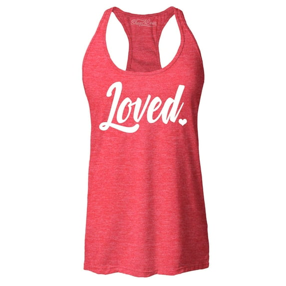 Shop4Ever Women's Loved Heart Valentine's Day Racerback Tank Top Large Red