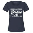 thumbnail image 1 of Shop4Ever Women's Lucky Bowling Shirt Bowler Graphic T-Shirt Large Navy, 1 of 5