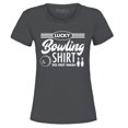 thumbnail image 1 of Shop4Ever Women's Lucky Bowling Shirt Bowler Graphic T-Shirt Medium Charcoal, 1 of 5