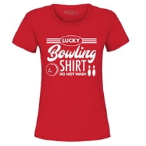 Shop4Ever Women's Lucky Bowling Shirt Bowler Graphic T-Shirt XX-Large Red