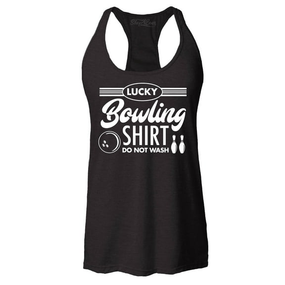 Shop4Ever Women's Lucky Bowling Shirt Bowler Racerback Tank Top X-Small Black
