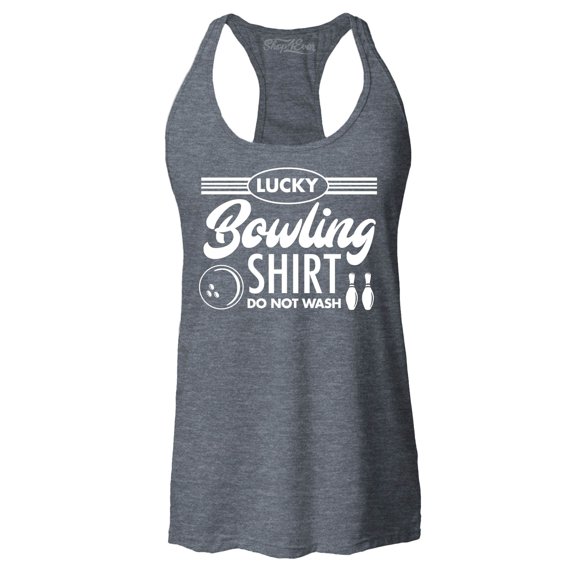 Shop4Ever Women's Lucky Bowling Shirt Bowler Racerback Tank Top XX-Large Charcoal