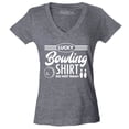 thumbnail image 1 of Shop4Ever Women's Lucky Bowling Shirt Bowler Slim Fit V-Neck T-Shirt X-Large Heather Charcoal, 1 of 5