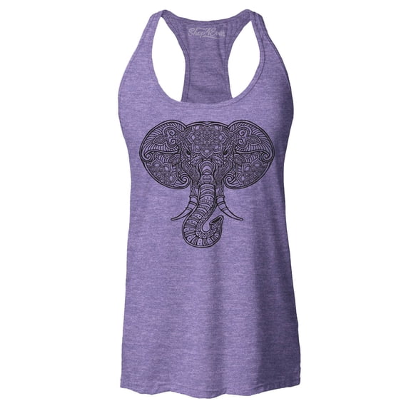 Shop4Ever Women's Mandala Elephant Racerback Tank Top Medium Purple