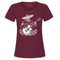 thumbnail image 1 of Shop4Ever Women's Mariachi Skeleton Guitar Graphic T-Shirt Small Maroon, 1 of 5