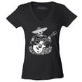 thumbnail image 1 of Shop4Ever Women's Mariachi Skeleton Guitar Slim Fit V-Neck T-Shirt X-Small Black, 1 of 5