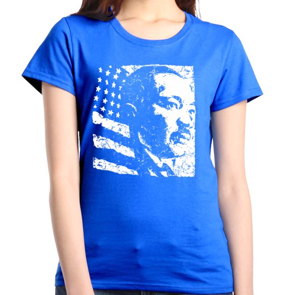 Shop4Ever Women's Martin Luther King Jr. Graphic T-Shirt Medium Royal Blue