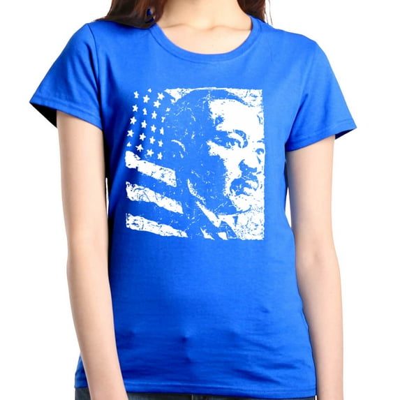 Shop4Ever Women's Martin Luther King Jr. Graphic T-Shirt Small Royal Blue