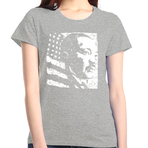 Shop4Ever Women's Martin Luther King Jr. Graphic T-Shirt Small Sports Grey