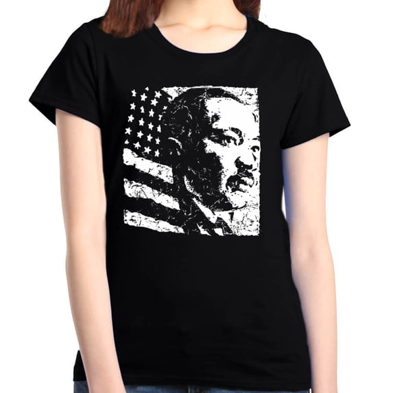 Shop4Ever Women's Martin Luther King Jr. Graphic T-Shirt X-Large Black