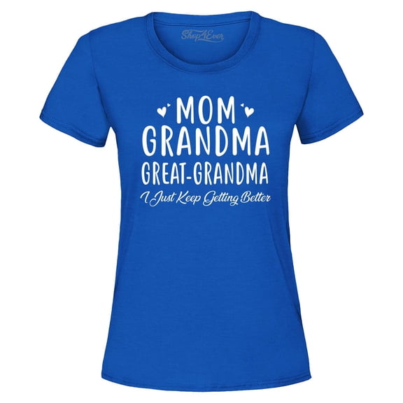 Shop4Ever Women's Mom Grandma Great-Grandma Graphic T-Shirt Large Royal Blue