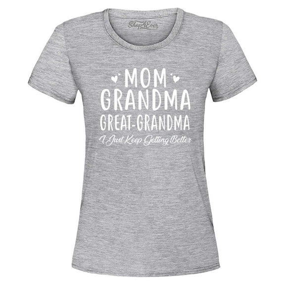 Shop4Ever Women's Mom Grandma Great-Grandma Graphic T-Shirt Medium Sports Grey