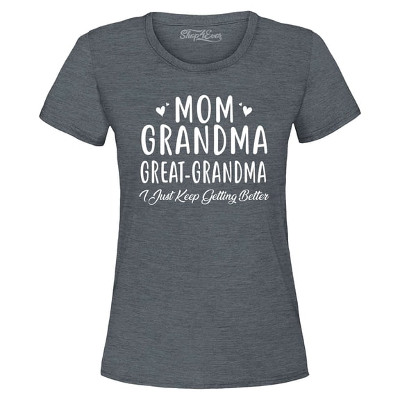 Shop4Ever Women's Mom Grandma Great-Grandma Graphic T-Shirt X-Large Dark Heather