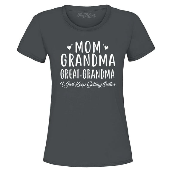Shop4Ever Women's Mom Grandma Great-Grandma Graphic T-Shirt XX-Large Charcoal