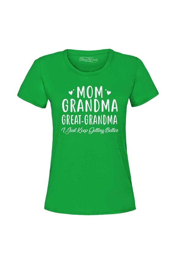 Women's Mom Grandma Great-Grandma Graphic T-Shirt XX-Large Irish Green