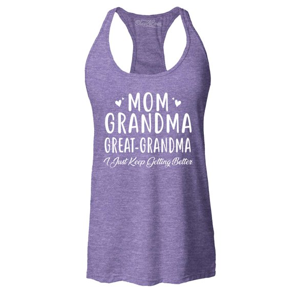 Shop4Ever Women's Mom Grandma Great-Grandma Racerback Tank Top Medium Purple