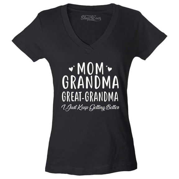 Shop4Ever Women's Mom Grandma Great-Grandma Slim Fit V-Neck T-Shirt XX-Large Black