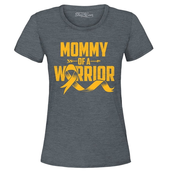 Shop4Ever Women's Mommy of a Warrior Graphic T-Shirt Large Dark Heather