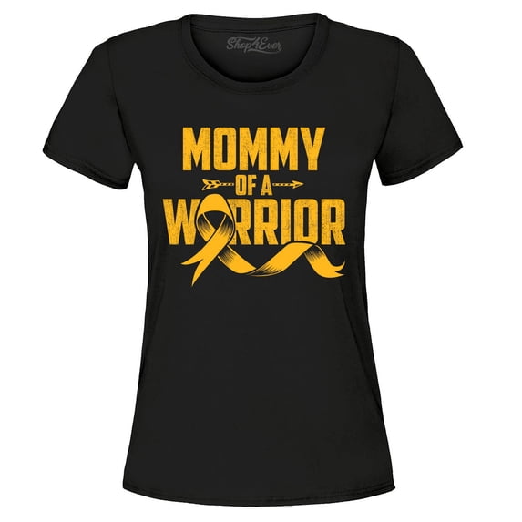 Shop4Ever Women's Mommy of a Warrior Graphic T-Shirt XX-Large Black