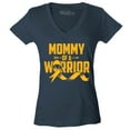thumbnail image 1 of Shop4Ever Women's Mommy of a Warrior Slim Fit V-Neck T-Shirt X-Large Charcoal, 1 of 5