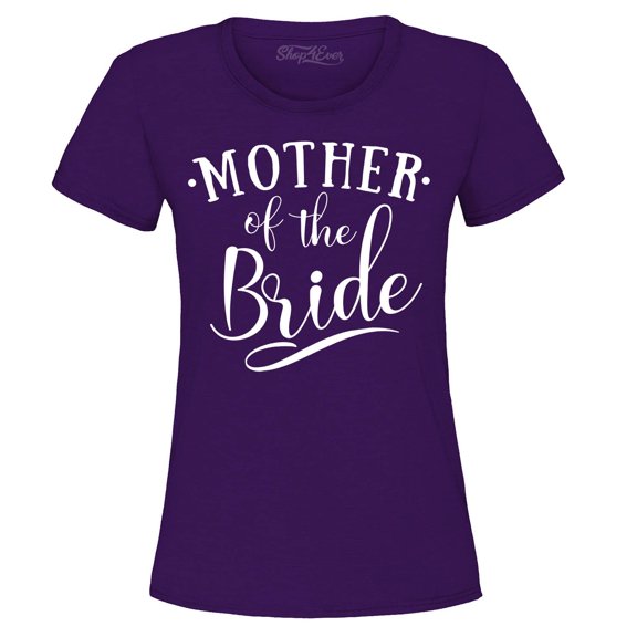 Shop4Ever Women's Mother of the Bride Wedding Graphic T-Shirt Medium Purple