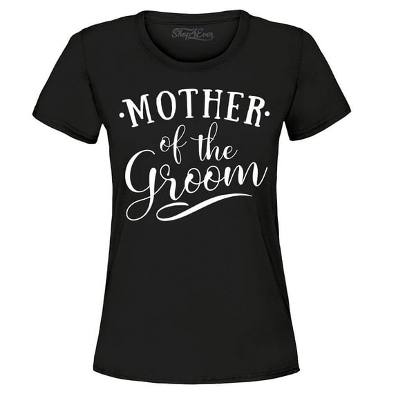 Shop4Ever Women's Mother of the Groom Wedding Graphic T-Shirt Medium Black