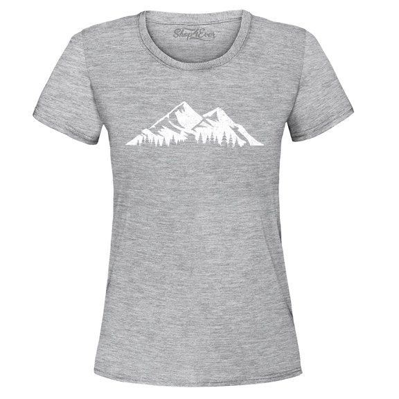 Shop4Ever Women's Mountains Scenery Nature Wildlife Graphic T-Shirt Large Sports Grey