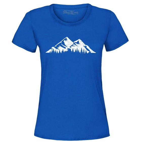 Shop4Ever Women's Mountains Scenery Nature Wildlife Graphic T-Shirt X-Large Royal Blue